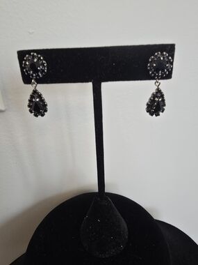 Black Teardrop Crystal Drop Earrings - Women Jewelry